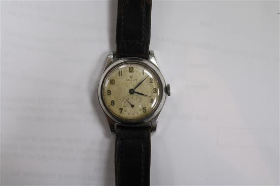 A gentlemans 1940s/1950s stainless steel mid-size Rolex manual wind wrist watch